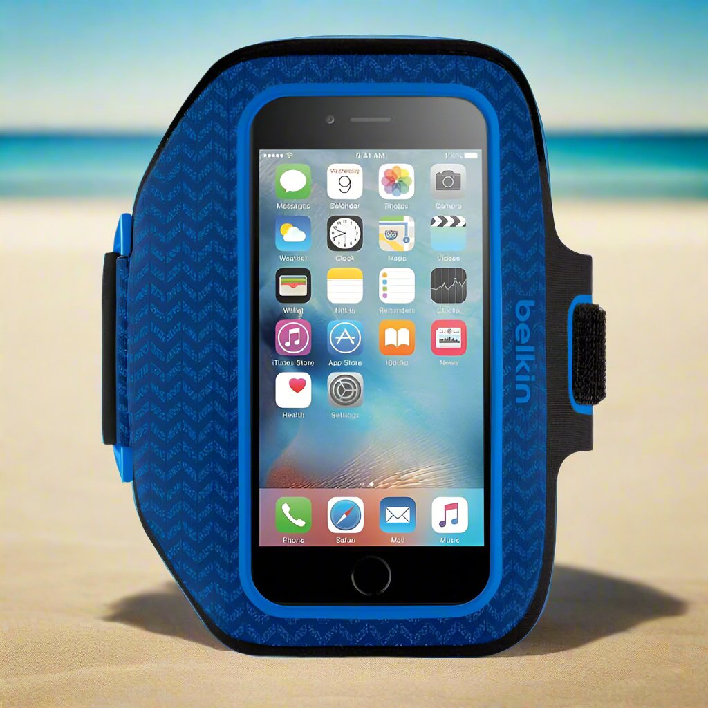 Brazalete Belkin Sport-Fit Plus para iPhone 6/7/8/SE (2.ª y 3.ª generación) - Flecha azul