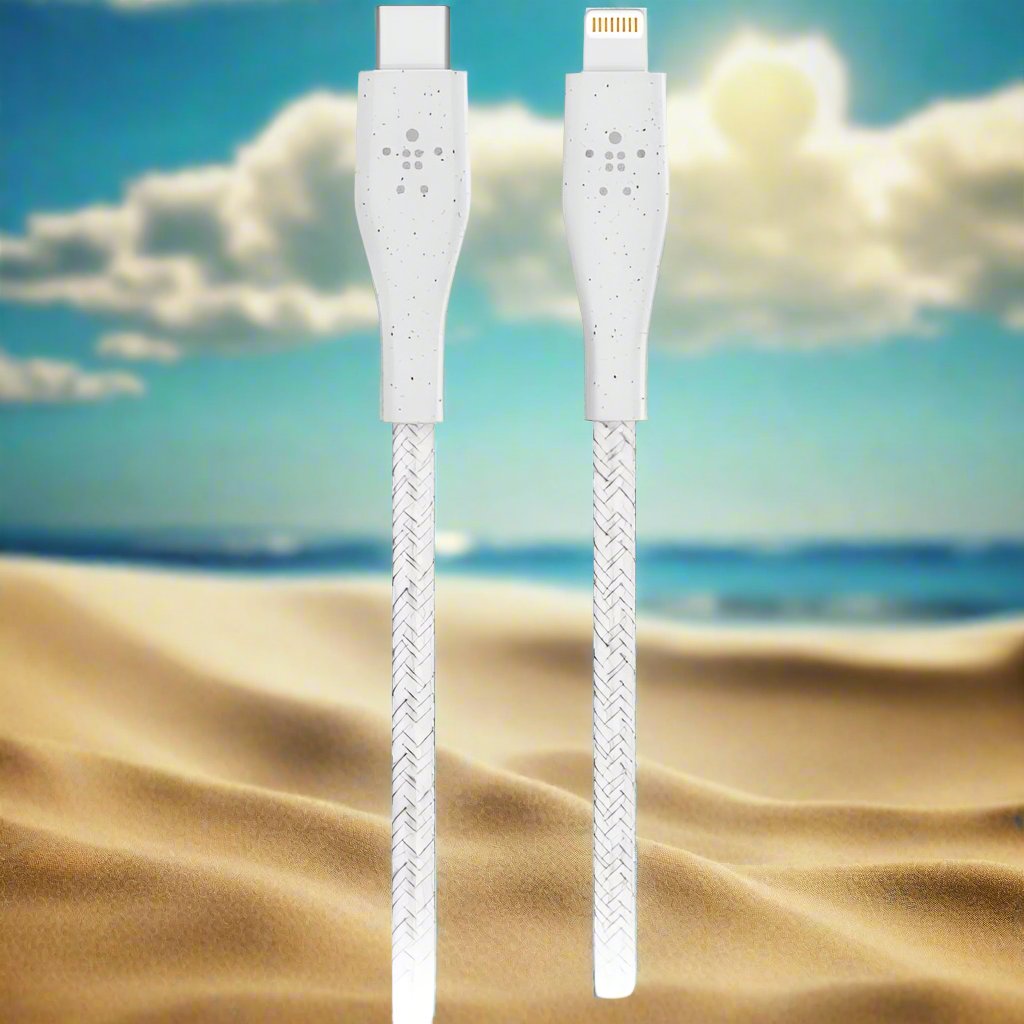 Cable Belkin Duratek Plus Lightning a USB tipo C (4') blanco